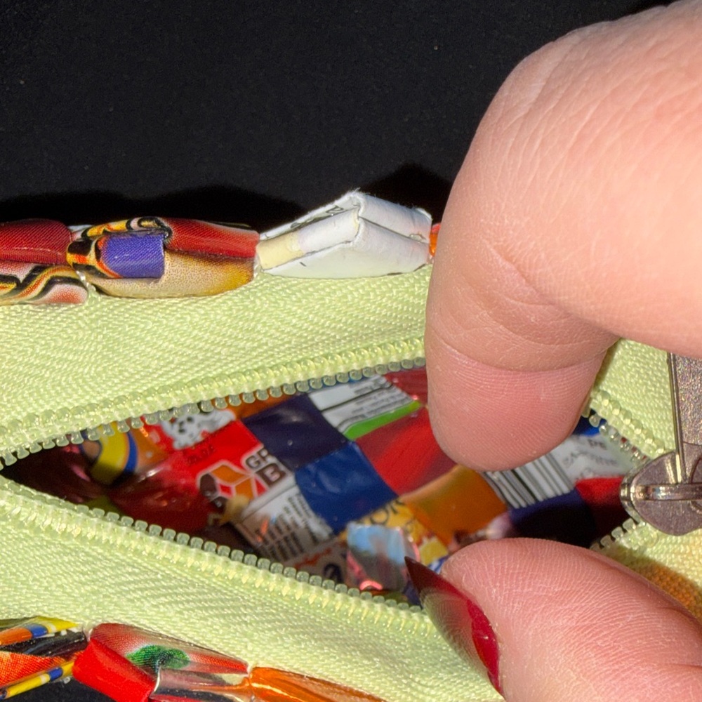 Multicolor handmade, woven candy wrapper clutch purse - Picture 5 of 5